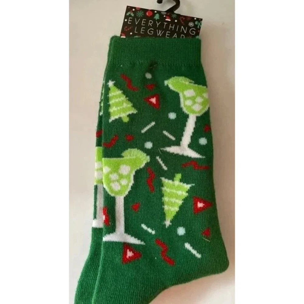 Christmas Trees & Martini adult socks Shoe size 4-10